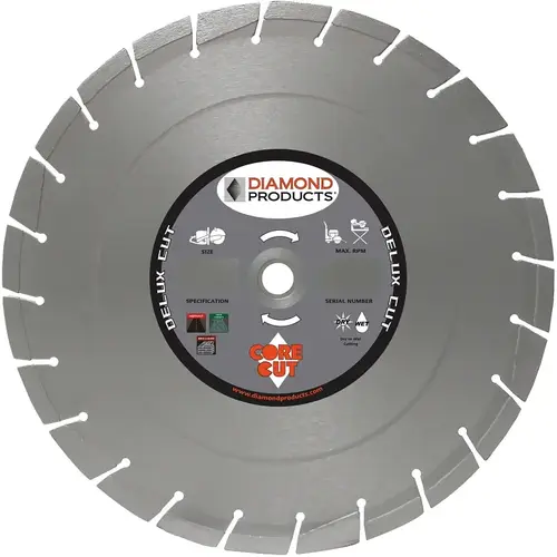 Blade, 14 in Dia, 1 in Arbor, Sintered Rim