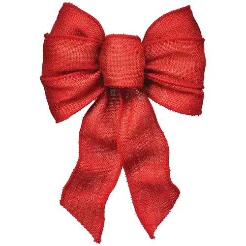 Wired Bow, Burlap, Red - pack of 12
