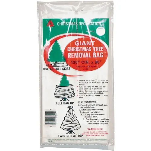 Tree Removal Bag, 144 Cir x 90 in, 7 Tree ft Capacity, Poly Bag, White, .75 mm Thick Tree Removal Bag, 144 Cir x 90 in, 7 Tree ft Capacity, Poly Bag, White, .75 mm Thick