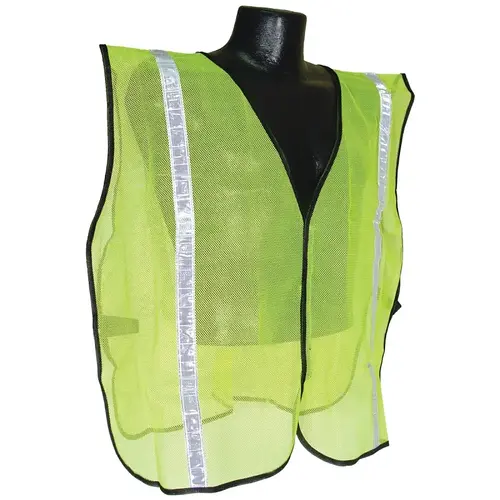 Non-Rated Safety Vest, S/XL, Polyester, Green/Silver, Hook-and-Loop Closure Non-Rated Safety Vest, S/XL, Polyester, Green/Silver, Hook-and-Loop Closure