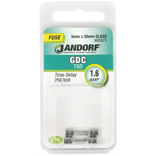 Time Delay Fuse, 1.6 A, 250 V, 35 A Interrupt, Glass Body