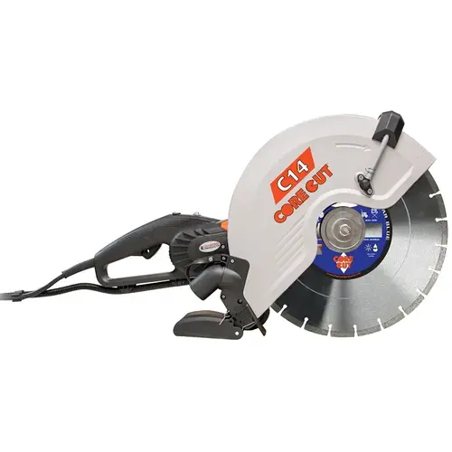Electric Hand Held Saw, 15 A, 14 in Dia Blade, 1 in Spindle, 5 in Cutting Capacity Electric Hand Held Saw, 15 A, 14 in Dia Blade, 1 in Spindle, 5 in Cutting Capacity