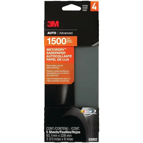 Wetordry Automotive Sandpaper - pack of 5