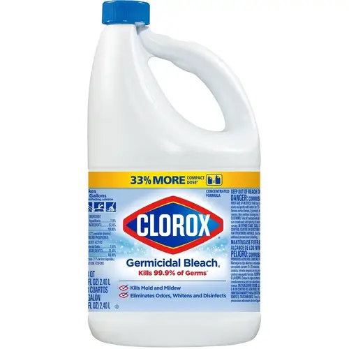 Germicidal Bleach, 81 oz, Liquid, Bleach, Pale Yellow - pack of 6