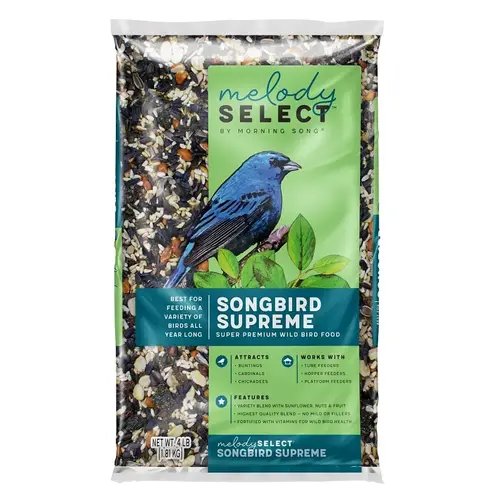 Melody Select Series Wild Bird Food, Premium, Songbird Supreme Flavor, 4 lb Bag Melody Select Series Wild Bird Food, Premium, Songbird Supreme Flavor, 4 lb Bag
