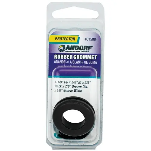 Grommet, Rubber, Black, 3/8 in Thick Panel Grommet, Rubber, Black, 3/8 in Thick Panel