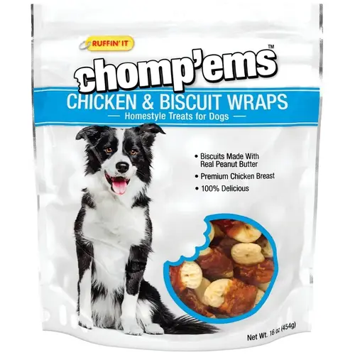 Chomp'ems Chicken and Biscuit Wrap, Peanut Butter Flavor, 16 oz Chomp'ems Chicken and Biscuit Wrap, Peanut Butter Flavor, 16 oz