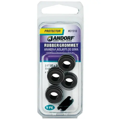 Grommet, Rubber, Black, 1/4 in Thick Panel Grommet, Rubber, Black, 1/4 in Thick Panel