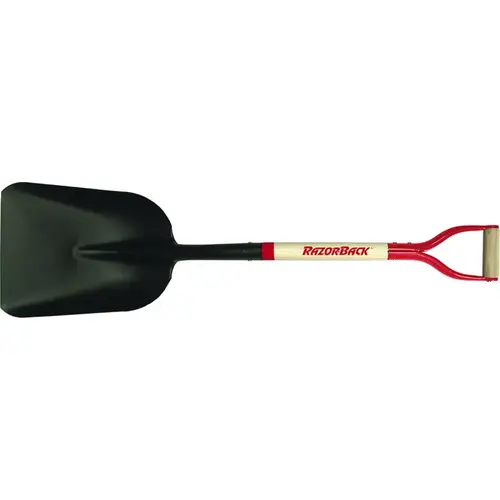 Scoop Shovel, 11-1/8 in W Blade, 15 in L Blade, Steel Blade, North American Hardwood Handle, 41 in OAL