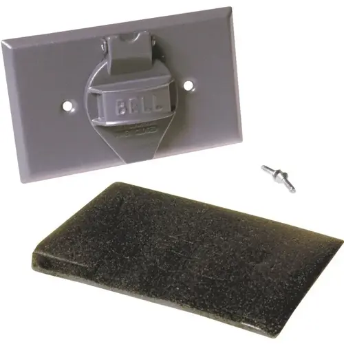 Weatherproof Receptacle Cover, 1-Gang, Horizontal, 1.406" Diameter, Gray Weatherproof Receptacle Cover, 1-Gang, Horizontal, 1.406" Diameter, Gray