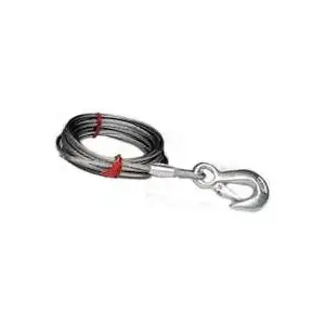 Baron 59386 Winch Cable, 3/16 in Dia, 25 ft L, Hook End, Galvanized Steel