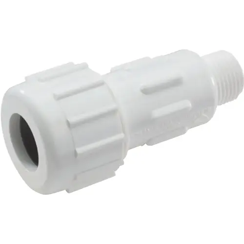 CPA-0750 Pipe Adapter, 3/4 in, Compression x MPT, PVC, White, SCH 40 Schedule, 150 psi Pressure