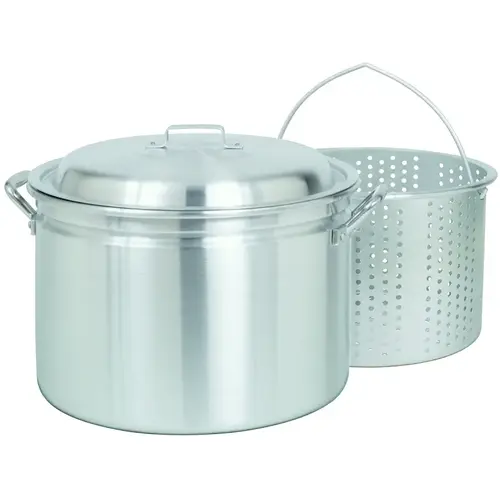 Stock Pot with Basket, 24 qt Capacity, Aluminum Stock Pot with Basket, 24 qt Capacity, Aluminum