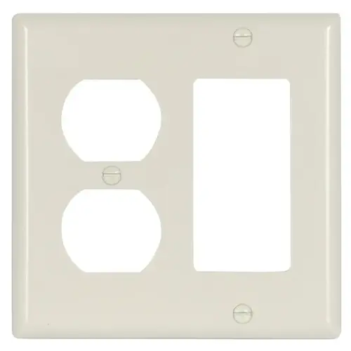 Combination Wallplate, 4-1/2 in L, 2-3/4 in W, Standard, 2 -Gang, Thermoset Light Almond Combination Wallplate, 4-1/2 in L, 2-3/4 in W, Standard, 2 -Gang, Thermoset Light Almond