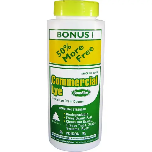 Pure Lye Drain Cleaner, Liquid, Clear/White, Sharp, 2 lb Bottle - pack of 12