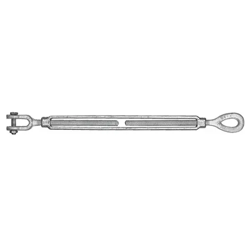 Turnbuckle, 2200 lb Working Load, 1/2 in Thread, Jaw, Eye, 6 in L Take-Up, Galvanized Steel