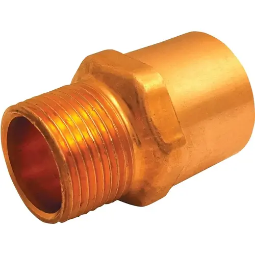104R Series Reducing Pipe Adapter, 1 x 3/4 in, Sweat x MNPT, Copper
