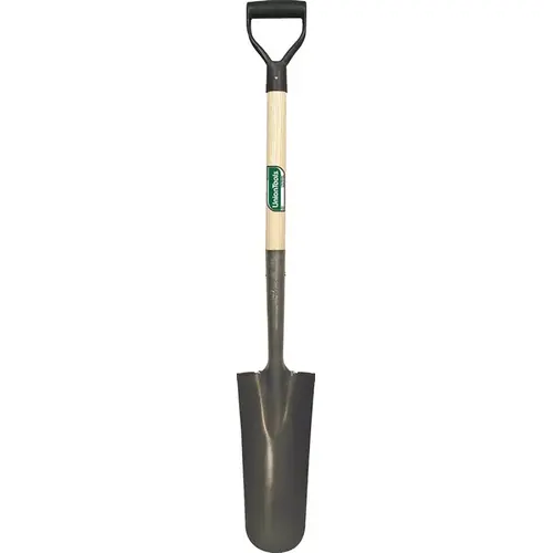 Drain Spade Shovel, 5-1/4 in W Blade, Steel Blade, Hardwood Handle, D-Shaped Handle, 27 in L Handle Drain Spade Shovel, 5-1/4 in W Blade, Steel Blade, Hardwood Handle, D-Shaped Handle, 27 in L Handle