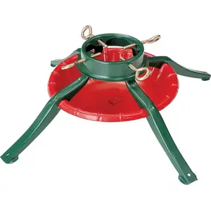National Holidays 95-6464 Tree Stand, 7-1/4 in H, Steel, Green/Red, Powder-Coated