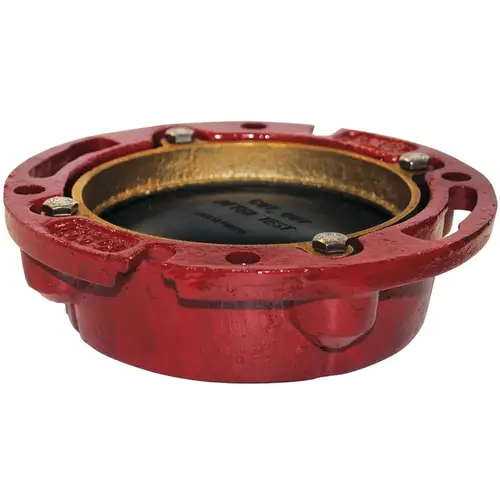 Closet Flange, 4 in Connection, Cast Iron, Red Closet Flange, 4 in Connection, Cast Iron, Red
