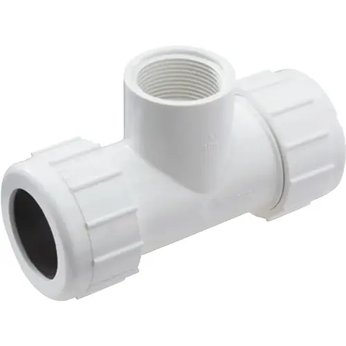 CPT-2000-T Pipe Tee, 2 in, Compression x FNPT, PVC, White, SCH 40 Schedule, 150 psi Pressure
