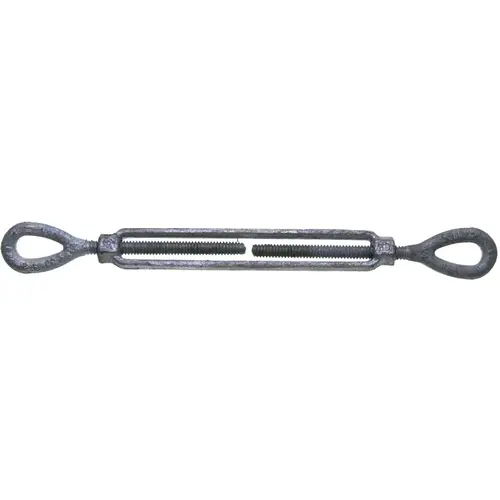 Turnbuckle, 2200 lb Working Load, 1/2 in Thread, Eye, Eye, 12 in L Take-Up, Galvanized Steel