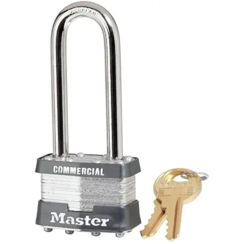 No. 1 Laminated Steel Padlock, 5/16 in dia, 3/4 in W x 2-1/2 in H Shackle, Silver/Gray, Keyed Alike, Keyed 2729 No. 1 Laminated Steel Padlock, 5/16 in dia, 3/4 in W x 2-1/2 in H Shackle, Silver/Gray, Keyed Alike, Keyed 2729
