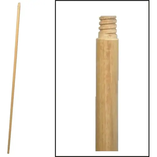 Broom Handle, 15/16 in Dia, 72 in L, Threaded, Hardwood Lacquered Broom Handle, 15/16 in Dia, 72 in L, Threaded, Hardwood Lacquered