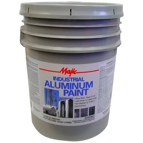 Majic Paints Aluminum Paint, Oil Base, 5 gal, Pail, 600 sq-ft/gal Coverage Area