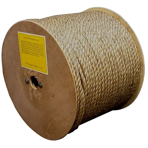 T.W. Evans Cordage Rope, Twisted Rope Construction, 3/8 in Dia, 600 ft L, Manila, Natural T.W. Evans Cordage Rope, Twisted Rope Construction, 3/8 in Dia, 600 ft L, Manila, Natural