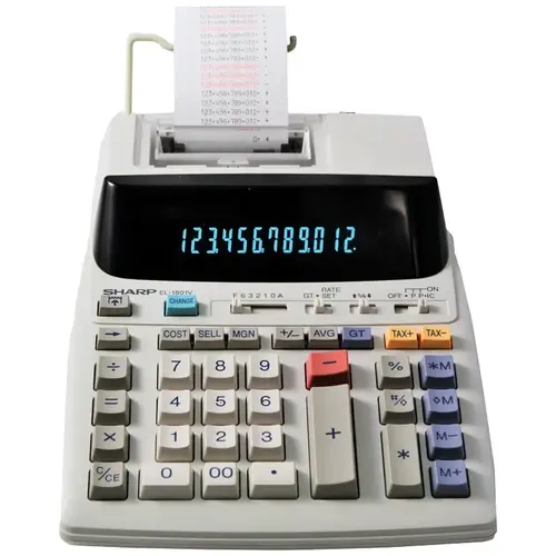 Printing Calculator, 12 Display, Fluorescent Display, Off-White