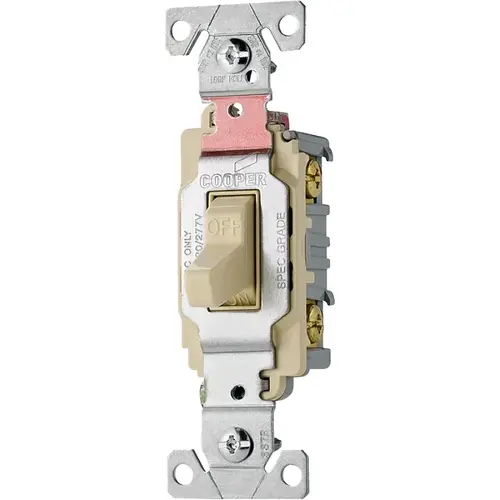 Toggle Switch, 20 A, 120/277 V, Lead Wire Terminal, Nylon Housing Material, Ivory Toggle Switch, 20 A, 120/277 V, Lead Wire Terminal, Nylon Housing Material, Ivory