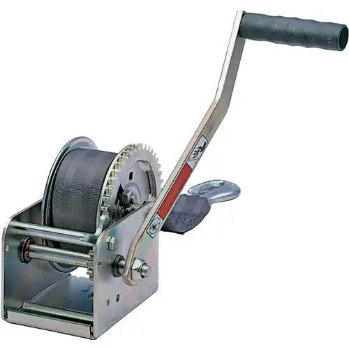 Trailer Winch with Strap, 1400 lb, HCS Zinc-Plated