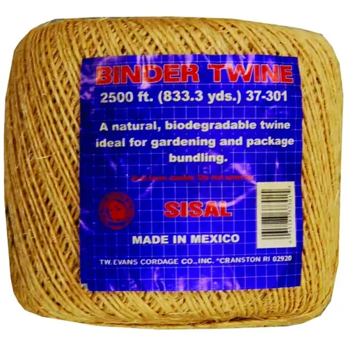 Binder Twine, #5 Dia, 2500 ft L, Sisal, Natural Tan