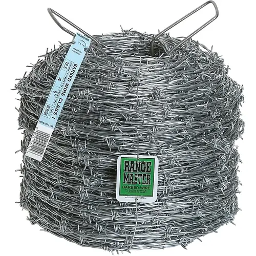 Class 1 Barbed Wire, 1320 ft L, 12-1/2 Gauge, 5 in Points Spacing, Zinc Class 1 Barbed Wire, 1320 ft L, 12-1/2 Gauge, 5 in Points Spacing, Zinc