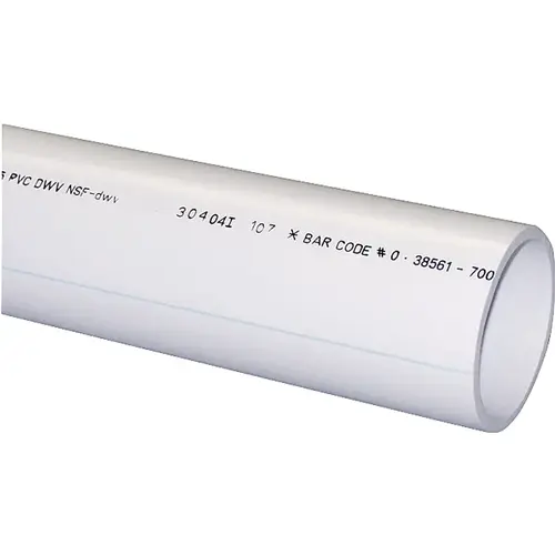 Pipe, 3 in, 10 ft L, Solvent Weld, SCH 40 Schedule, PVC, White - 120" Stock Length Pipe, 3 in, 10 ft L, Solvent Weld, SCH 40 Schedule, PVC, White - 120" Stock Length