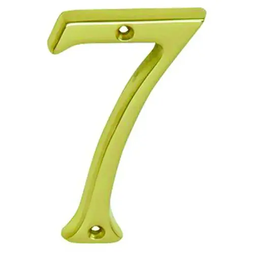 House Number, Character: 7, 4 in H Character, Brass Character, Solid Brass