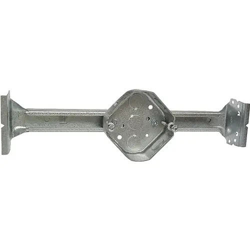 Ceiling Box, 4 in W, 1-1/2 in D, 4-1/4 in H, 1 -Gang, 3 -Knockout, Steel, Silver Ceiling Box, 4 in W, 1-1/2 in D, 4-1/4 in H, 1 -Gang, 3 -Knockout, Steel, Silver