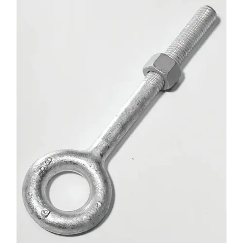 Eye Bolt, 5/8 in Thread, 2 in L Thread, 1-1/4 in ID x 2-1/2 in OD Dia Eye, 4 in L Shank, Galvanized Steel