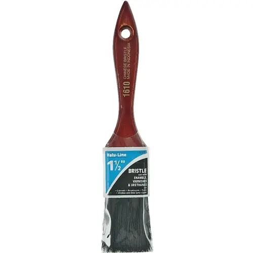 -1.5 Varnish/Wall Brush, 1-1/2 in W, 2 in L Bristle, China Bristle, Varnish Handle Black/Walnut -1.5 Varnish/Wall Brush, 1-1/2 in W, 2 in L Bristle, China Bristle, Varnish Handle Black/Walnut