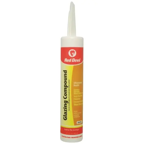 Glazing Compound, Paste, Mild Acrylic, White, 10.1 oz Cartridge - pack of 12