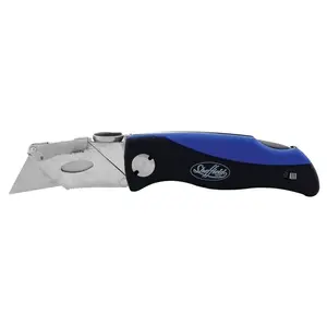 SHEFFIELD 12119 Utility Knife, 2-1/2 in L Blade, Stainless Steel Blade, Curved Handle, Blue/Green/Red/Yellow Handle