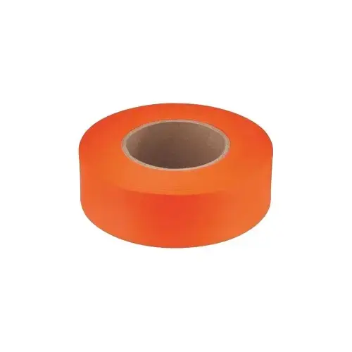 Flagging Tape, 600 ft L, 1 in W, Orange, Plastic Flagging Tape, 600 ft L, 1 in W, Orange, Plastic