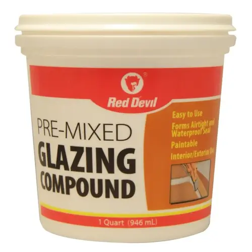 Glazing Compound, Solid, Mild, Off-White, 1 qt Tub