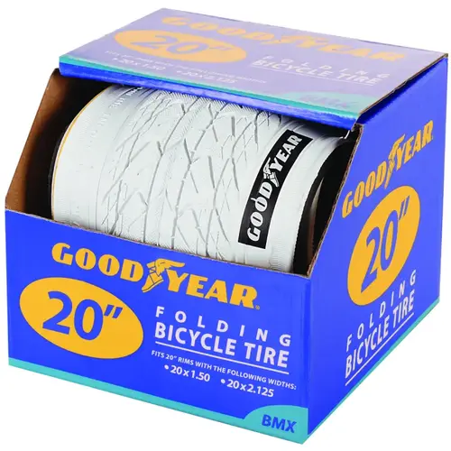 91056 BMX Tire, Folding, White, For: 20 x 1-1/2 to 2-1/8 in Rim