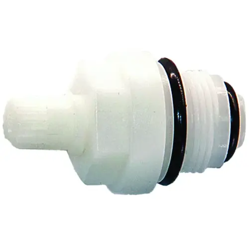 Faucet Stem, Plastic, 1-47/64 in L, For: Midcor Two Handle Mobile Home Kitchen Faucets White Faucet Stem, Plastic, 1-47/64 in L, For: Midcor Two Handle Mobile Home Kitchen Faucets White
