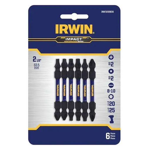 Double-End Bit Set, Phillips, Square Drive, 1/4 in Shank, 2-3/8 in L, Steel - pack of 6 Double-End Bit Set, Phillips, Square Drive, 1/4 in Shank, 2-3/8 in L, Steel - pack of 6