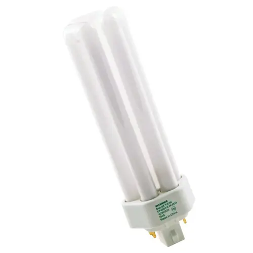 Compact Fluorescent Bulb, 42 W, T4 Lamp, GX24Q-4 Lamp Base, 2670 Lumens, 3500 K Color Temp, White Light Compact Fluorescent Bulb, 42 W, T4 Lamp, GX24Q-4 Lamp Base, 2670 Lumens, 3500 K Color Temp, White Light