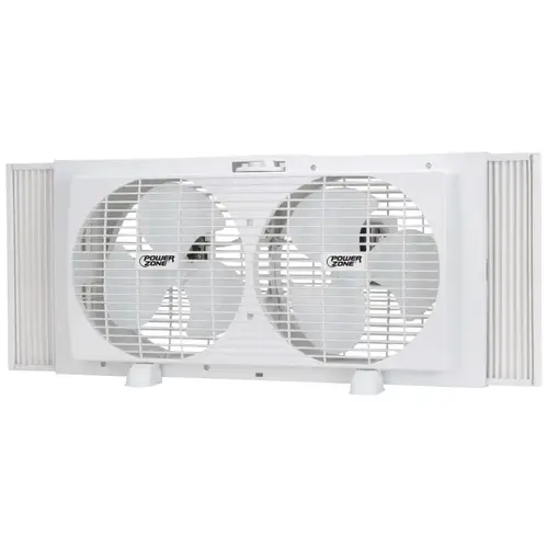 Fan, 120 V, 9 in Dia Blade, 6-Blade, 2-Speed, Rotary Control Control, Window Mounting, White