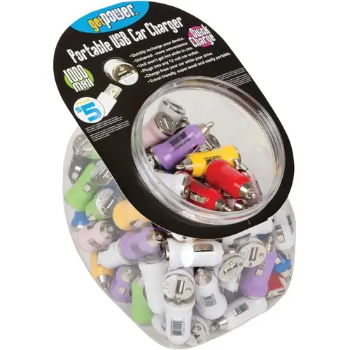 Single USB to DC Car Adapter, 12 V Output, 1.5 A Charge, Assorted - pack of 90